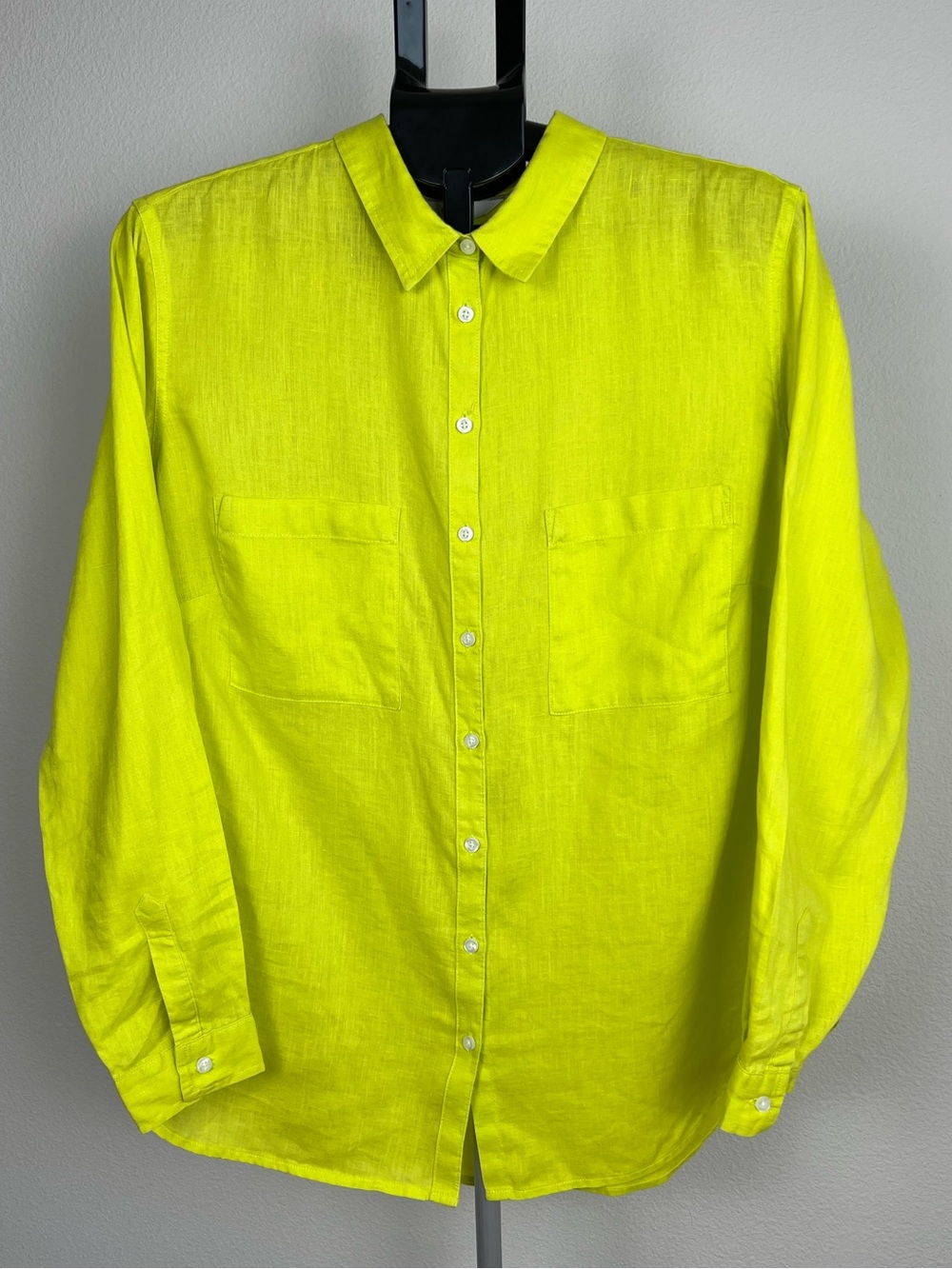 Boden Chartreuse 100% Linen Shirt US 14 Relaxed Fit Resort Vacation Old Money
